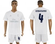 Wholesale Cheap Real Madrid #4 Sergio Ramos Marine Environmental Protection Home Soccer Club Jersey