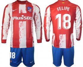 Wholesale Cheap Men 2021-2022 Club Atletico Madrid home red Long Sleeve 18 Soccer Jersey