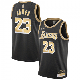 Cheap Men\'s Los Angeles Lakers #23 LeBron James Black Gold 2024 Select Series Stitched Jersey