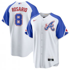 Cheap Men\'s Atlanta Braves #8 Eddie Rosario White 2023 City Connect Cool Base Stitched Jersey