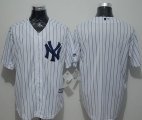 Wholesale Cheap Yankees Blank White Strip New Cool Base Stitched MLB Jersey