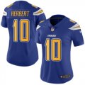 Wholesale Cheap Nike Chargers #10 Justin Herbert Electric Blue Women's Stitched NFL Limited Rush Jersey