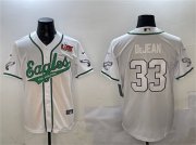 Cheap Men's Philadelphia Eagles #33 Cooper DeJean White 2025 Super Bowl LIX Patch Cool Base Stitched Baseball Jersey