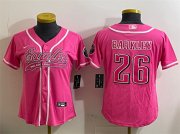 Cheap Women's Philadelphia Eagles #26 Saquon Barkley Pink Cool Base Stitched Baseball Jersey(Run Small)