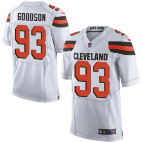 Wholesale Cheap Nike Browns #93 B.J. Goodson White Men\'s Stitched NFL New Elite Jersey