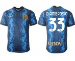 Wholesale Cheap Men 2021-2022 Club Inter Milan home blue aaa versio 33 Nike Soccer Jersey