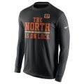 Wholesale Cheap Men's Cincinnati Bengals Nike Black 2015 AFC North Division Champions Long Sleeves T-Shirt