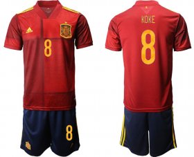 Wholesale Cheap Men 2020-2021 European Cup Spain home red 8 Adidas Soccer Jersey