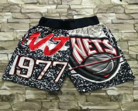 Wholesale Cheap Men\'s Brooklyn Nets Black Big Face Mitchell Ness Hardwood Classics Soul Swingman Throwback Shorts