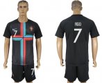 Wholesale Cheap Portugal #7 Figo Black Training Soccer Country Jersey