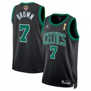 Wholesale Cheap Men's Boston Celtics #7 Jaylen Brown Black 2024 Finals Champions Statement Edition Stitched Basketball Jersey