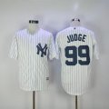 Wholesale Cheap Yankees #99 Aaron Judge White Strip New Cool Base Stitched MLB Jersey