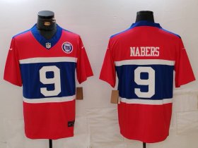 Men\'s New York Giants #9 Malik Nabers Limited Red Alternate FUSE Team Patch Vapor Jersey