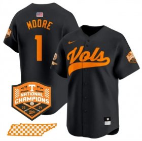 Men\'s Tennessee Volunteers #1 Christian Moore Black 2024 Champions Vapor Limited Stitched Jersey