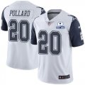 Wholesale Cheap Nike Cowboys #20 Tony Pollard White Men's Stitched With Established In 1960 Patch NFL Limited Rush Jersey