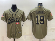 Wholesale Cheap Men's San Francisco 49ers #19 Deebo Samuel 2022 Olive Salute to Service Cool Base Stitched Baseball Jersey