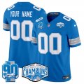 Cheap Men's Detroit Lions Active Player Custom Blue 2024 NFC North Champions 90th Anniversary Patch F.U.S.E. Vapor Limited Stitched Jersey