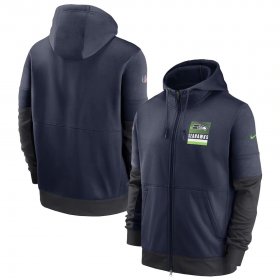 Wholesale Cheap Seattle Seahawks Nike Sideline Impact Lockup Performance Full-Zip Hoodie College Navy