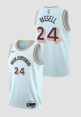 Cheap Men\'s San Antonio Spurs #24 Devin Vassell Light Blue 2024-25 City Edition Stitched Basketball Jersey