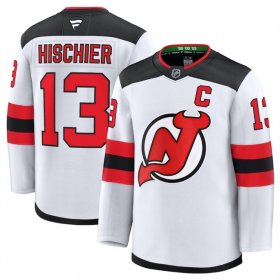 Men\'s New Jersey Devils #13 Nico Hischier White 2024-25 Away Stitched Hockey Jersey