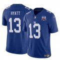 Cheap Men's New York Giants #13 Jalin Hyatt Blue 2024 F.U.S.E. 100TH Season Patch Vapor Untouchable Limited Stitched Jersey