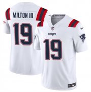 Cheap Men's New England Patriots #19 Joe Milton III White 2023 F.U.S.E. Vapor Limited Football Stitched Jersey