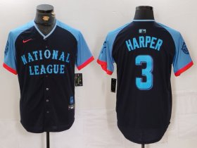 Men\'s Philadelphia Phillies #3 Bryce Harper Navy 2024 All Star Limited Stitched Jersey