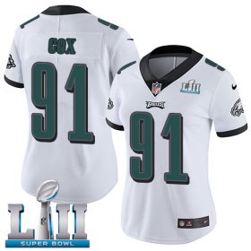 Wholesale Cheap Nike Eagles #91 Fletcher Cox White Super Bowl LII Women\'s Stitched NFL Vapor Untouchable Limited Jersey