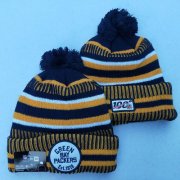 Wholesale Cheap Packers Team Logo Yellow 100th Season Pom Knit Hat YD