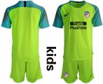 Wholesale Cheap Atletico Madrid Blank Shiny Green Goalkeeper Kid Soccer Club Jersey