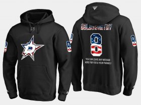 Wholesale Cheap Stars #8 Bill Goldsworthy NHL Banner Wave Usa Flag Black Hoodie