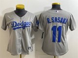 Cheap Women's Los Angeles Dodgers #11 Roki Sasaki Grey Cool Base Stitched Baseball Jersey(Run Small)