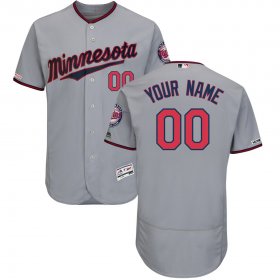 Wholesale Cheap Minnesota Twins Majestic Road Flex Base Authentic Collection Custom Jersey Gray