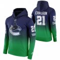 Wholesale Cheap Vancouver Canucks #21 Loui Eriksson Adidas Reverse Retro Pullover Hoodie Green