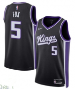 Cheap Men's Sacramento Kings #5 De'Aaron Fox Black Icon Edition Swingman Stitched Basketball Jersey