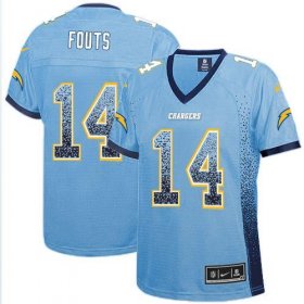 Wholesale Cheap Nike Chargers #14 Dan Fouts Electric Blue Alternate Women\'s Stitched NFL Elite Drift Fashion Jersey