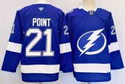 Cheap Men's Tampa Bay Lightning #21 Brayden Point 2024-25 Blue Stitched Jersey