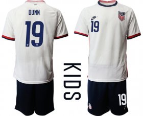 Wholesale Cheap Youth 2020-2021 Season National team United States home white 19 Soccer Jersey