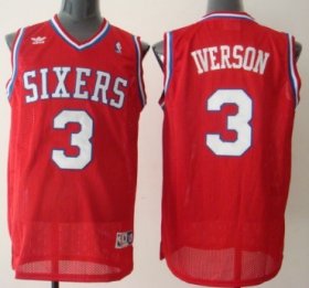 Wholesale Cheap Philadelphia Sixers #3 Allen Iverson Red Swingman Throwback Jersey