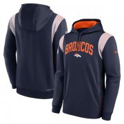 Wholesale Cheap Mens Denver Broncos Navy Sideline Stack Performance Pullover Hoodie