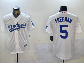 Cheap Men\'s Los Angeles Dodgers #5 Freddie Freeman White Cool Base Jersey