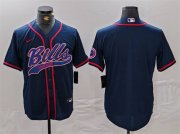 Cheap Men's Buffalo Bills Blank Navy With Patch Cool Base Stitched Baseball Jersey