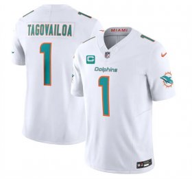 Cheap Men\'s Miami Dolphins #1 Tua Tagovailoa White F.U.S.E With 3-Star C Patch Vapor Limited Stitched Football Jersey