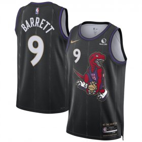 Cheap Men\'s Toronto Raptors #9 RJ Barrett Black 2024-25 City Edition Stitched Basketball Jersey