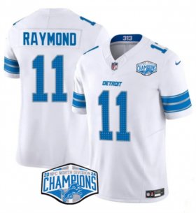 Cheap Men\'s Detroit Lions #11 Kalif Raymond White 2024 NFC North Champions F.U.S.E. Vapor Limited Stitched Jersey