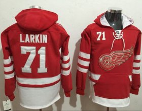 Wholesale Cheap Red Wings #71 Dylan Larkin Red Name & Number Pullover NHL Hoodie