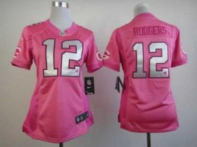 Wholesale Cheap Nike Packers #12 Aaron Rodgers Pink Women\'s Be Luv\'d Stitched NFL Elite Jersey