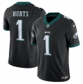 Wholesale Cheap Men's Philadelphia Eagles #1 Jalen Hurts Black 2023 F.U.S.E. Vapor Untouchable Limited Stitched Football Jersey