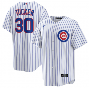 Cheap Men's Chicago Cubs #30 Kyle Tucker White 2024 Cool Base Stitched Baseball Jersey