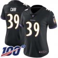 Wholesale Cheap Nike Ravens #39 Brandon Carr Black Alternate Women's Stitched NFL 100th Season Vapor Untouchable Limited Jersey